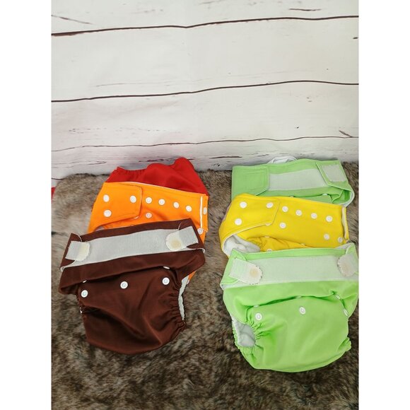 Kawaii Baby Reusable Cloth Diapers Adjustable Fit Multi-Color Pack Of 6 With Sna - Picture 8 of 8